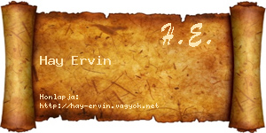 Hay Ervin névjegykártya